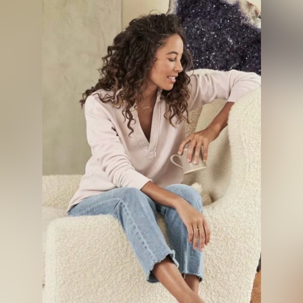 Frank & Eileen Patrick Popover Henley Triple Fleece Dust Pink